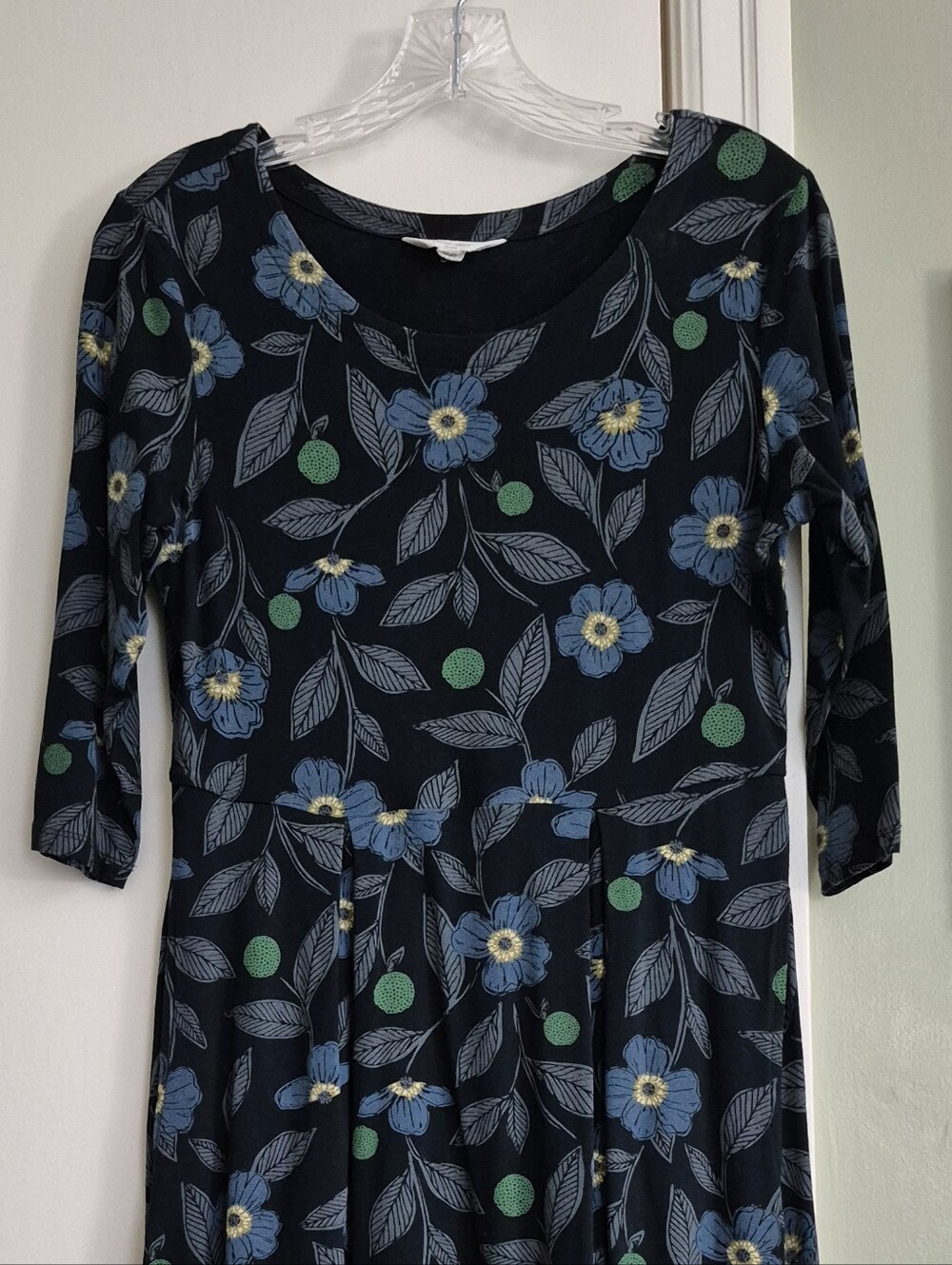 EUC Seasalt Cornwall Organic Cotton Floral Midi Dress, Pockets, 3/4 Sleeve US 6P